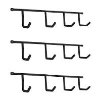 Kit Com 3 Suportes Porta Vassouras Isabela Com 4 Ganchos Preto - 1