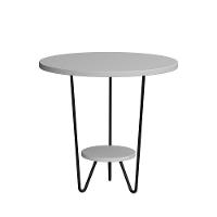 Mesa Lateral Redonda Industrial Italy Ferro Preto E Tampo Branco - 2