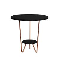 Kit 2 Mesas Laterais Redonda Industrial Italy Ferro Cobre E Tampo Preto - 3