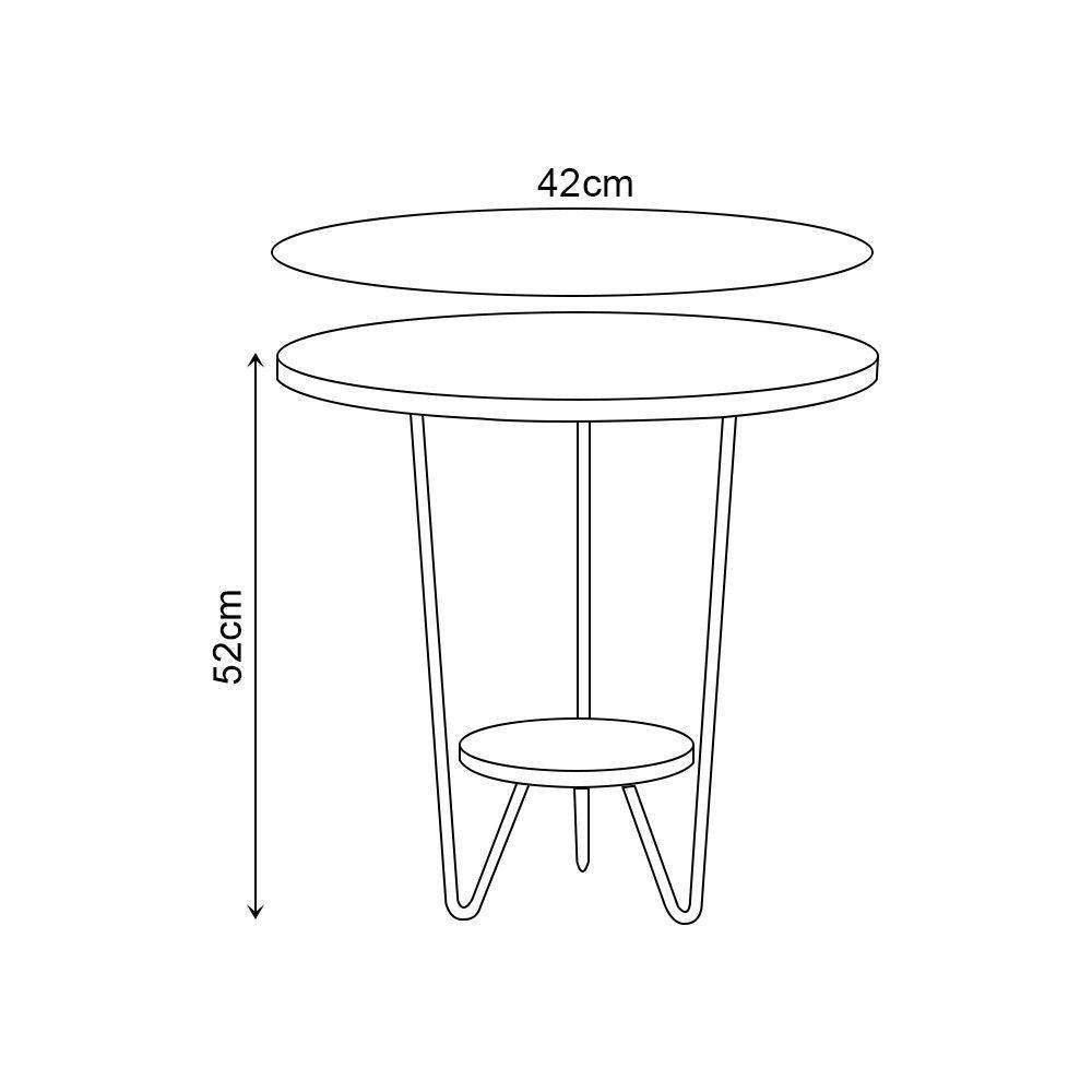 Mesa Lateral Redonda Industrial Italy Ferro Preto E Tampo Off-white - 3