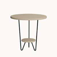 Mesa Lateral Redonda Industrial Italy Ferro Preto E Tampo Off-white - 2