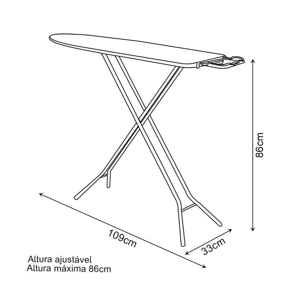 Tábua De Passar Roupas Dobrável Lyon Com Tecido Térmico E Porta Ferro Prata - 4