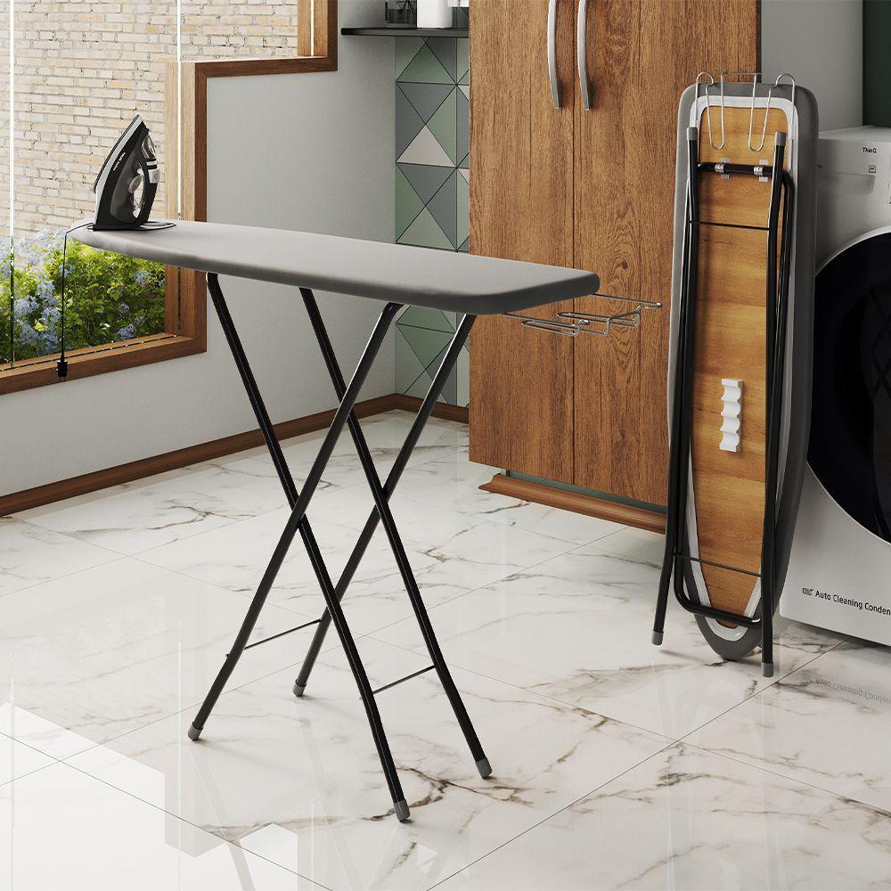 Tábua De Passar Roupas Dobrável Isabela Com Tecido Térmico E Porta Ferro Preto - 1