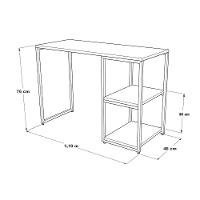 Mesa Escritório Berlim Industrial Com Prateleira Ferro Branco Tampo 110x46 Amêndoa - 4