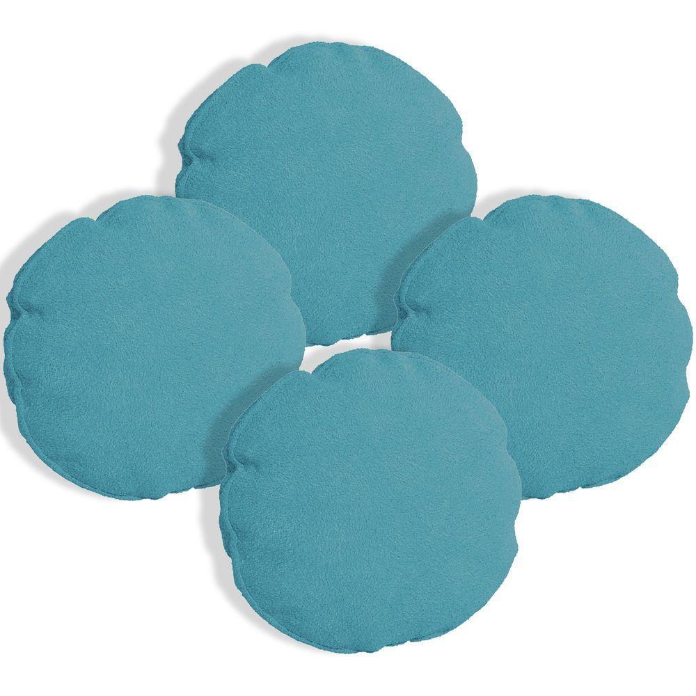 Kit 4 Capas Para Almofada Redonda Boucle 50x50cm - 7 Decor Azul Turquesa - 1