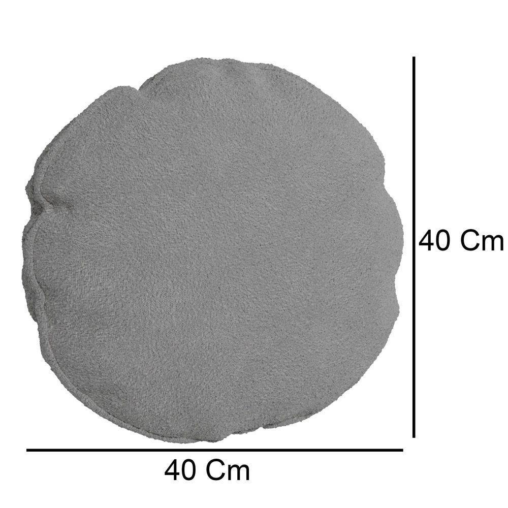 Kit 4 Capas Para Almofada Redonda Boucle 40x40cm - 7 Decor Cinza Escuro - 4