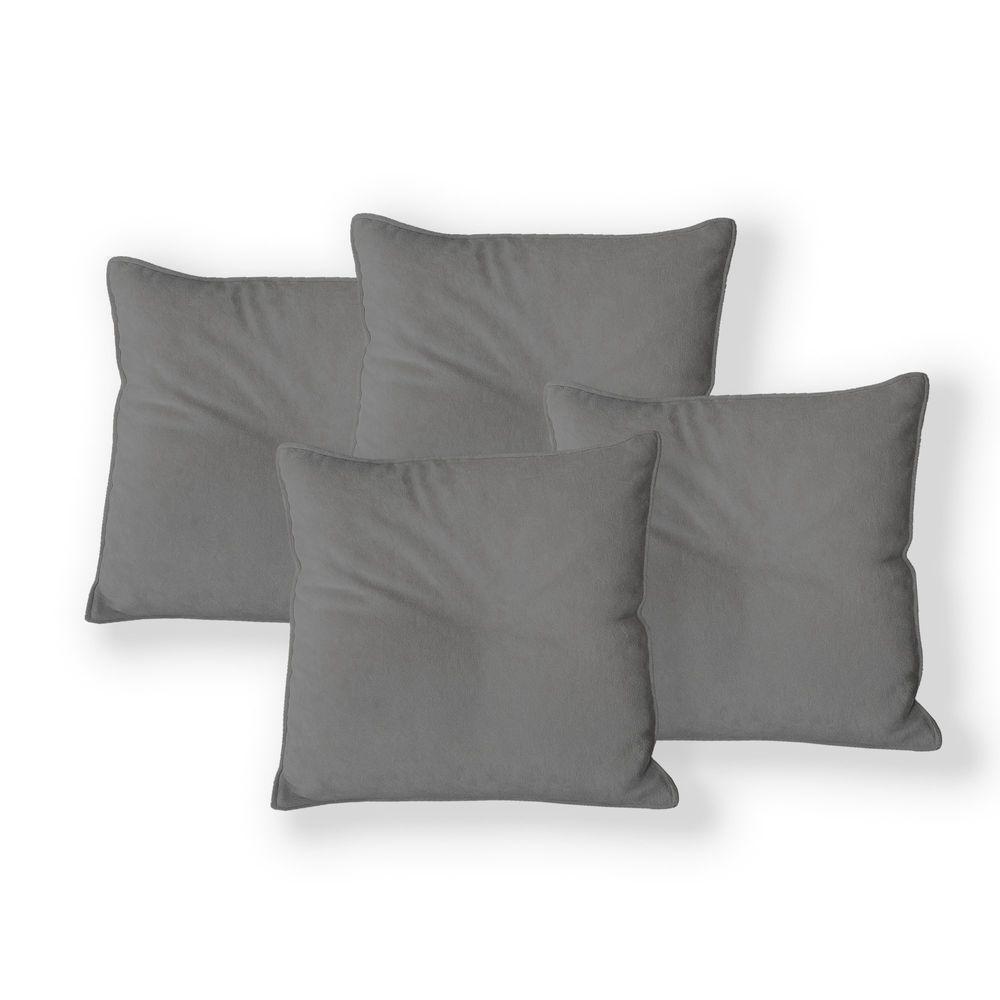 Kit 4 Capas Para Almofada Quadrada Boucle 40x40cm - 7 Decor Cinza Escuro - 1