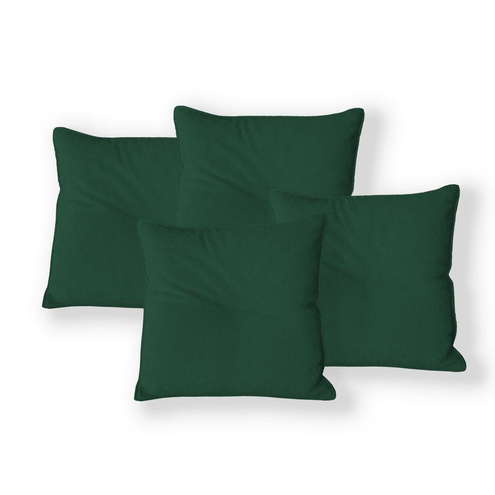 Kit 4 Capas Para Almofada Quadrada Veludo 40x40cm - 7 Decor Verde Escuro - 1