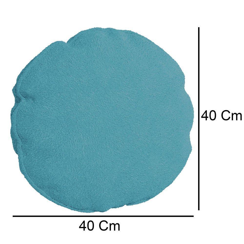 Kit 2 Capas Para Almofada Redonda Veludo 40x40cm - 7 Decor Azul Turquesa - 4