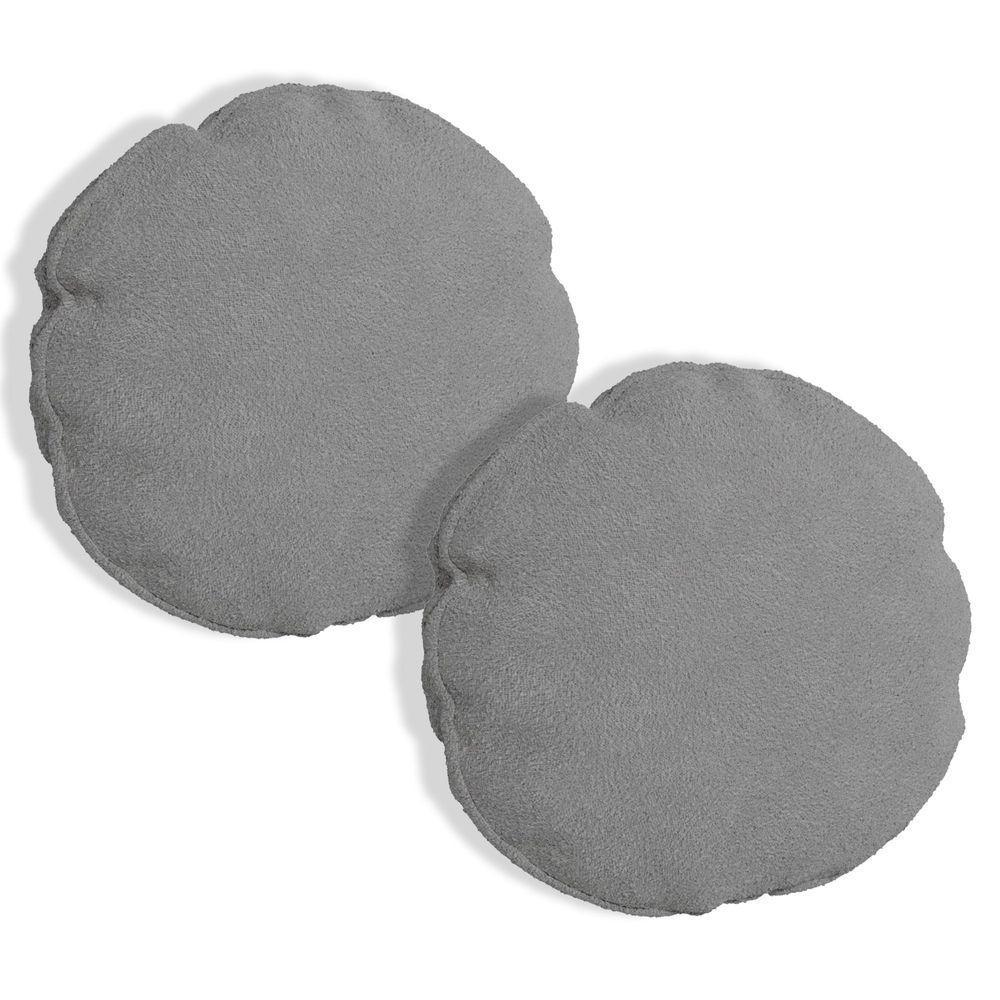 Kit 2 Capas Para Almofada Redonda Veludo 40x40cm - 7 Decor Cinza Escuro - 1