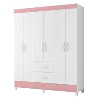 Guarda Roupa Mobi 6 Portas E 2 Gavetas Flex Branco-rosa - Móveis Albatroz Branco-rosa - 1