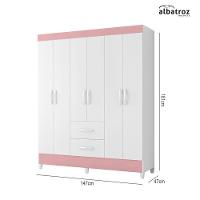 Guarda Roupa Mobi 6 Portas E 2 Gavetas Flex Branco-rosa - Móveis Albatroz Branco-rosa - 5