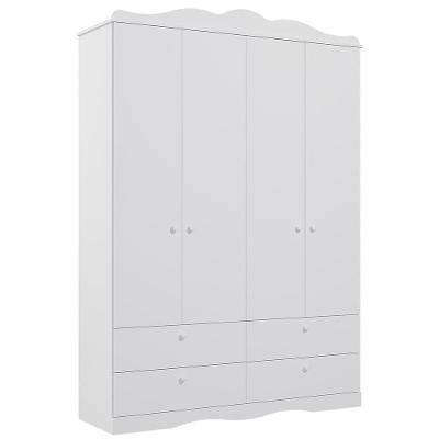 Guarda Roupa Infantil Encanto 4 Portas E 4 Gavetas Branco - Permóbili Baby Branco