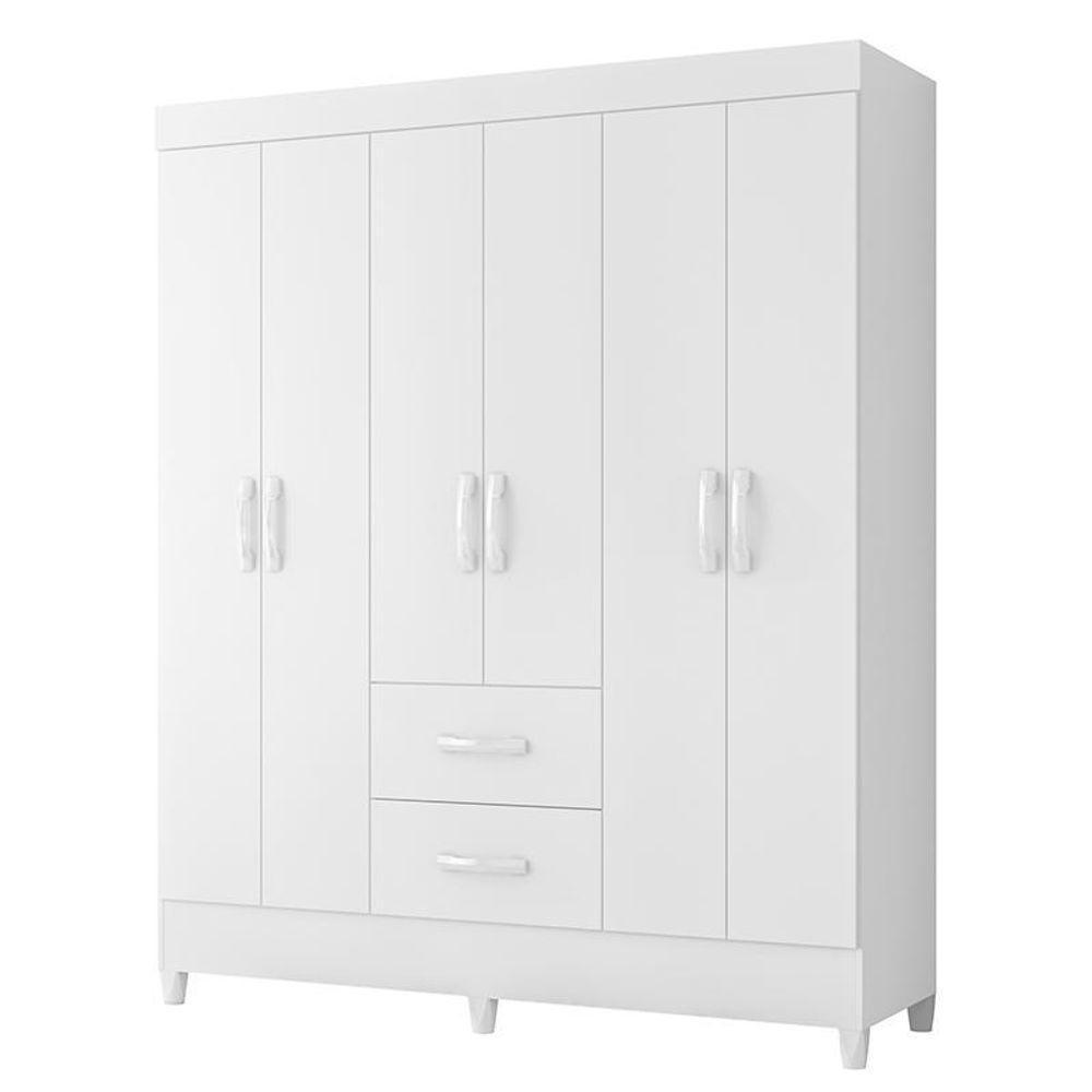 Guarda Roupa Mobi 6 Portas E 2 Gavetas Flex Branco Fosco - Móveis Albatroz Branco Fosco - 1