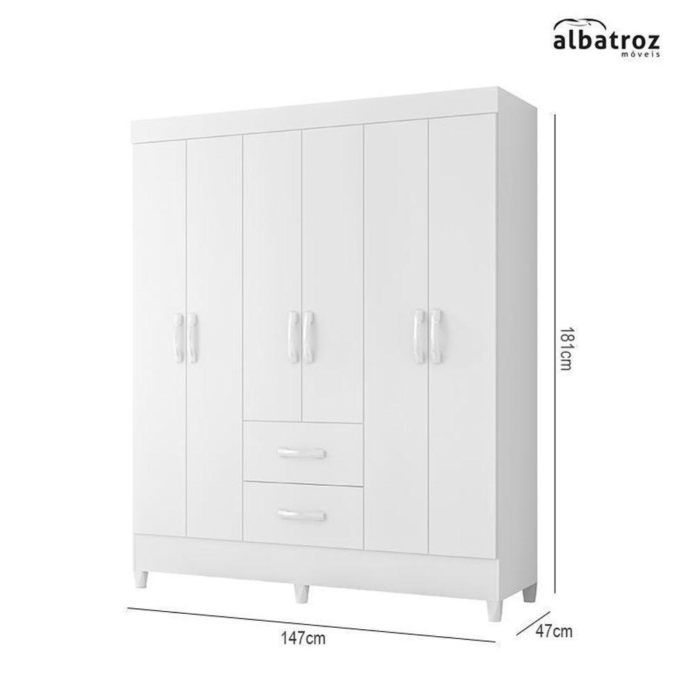 Guarda Roupa Mobi 6 Portas E 2 Gavetas Flex Branco Fosco - Móveis Albatroz Branco Fosco - 5