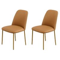 Conjunto 2 Cadeiras Londres Couro Bege Metal Dourado - 6