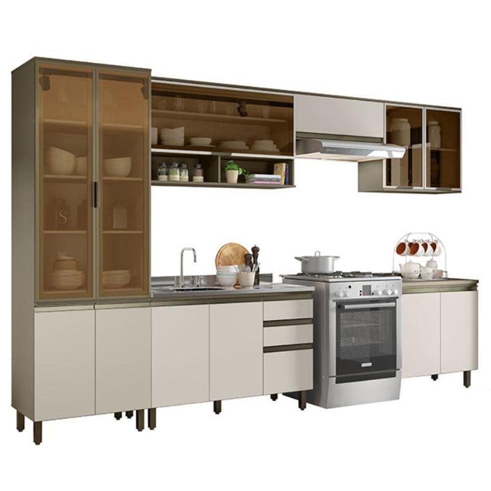 Cozinha Completa 6 Peças Connect Duna-cristal Com Cristaleira E Aéreo Vidro - Móveis Henn Duna-cristal - 1