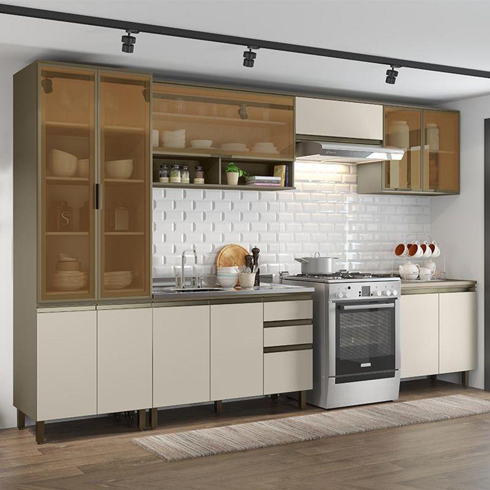 Cozinha Completa 6 Peças Connect Duna-cristal Com Cristaleira E Aéreo Vidro - Móveis Henn Duna-cristal - 2