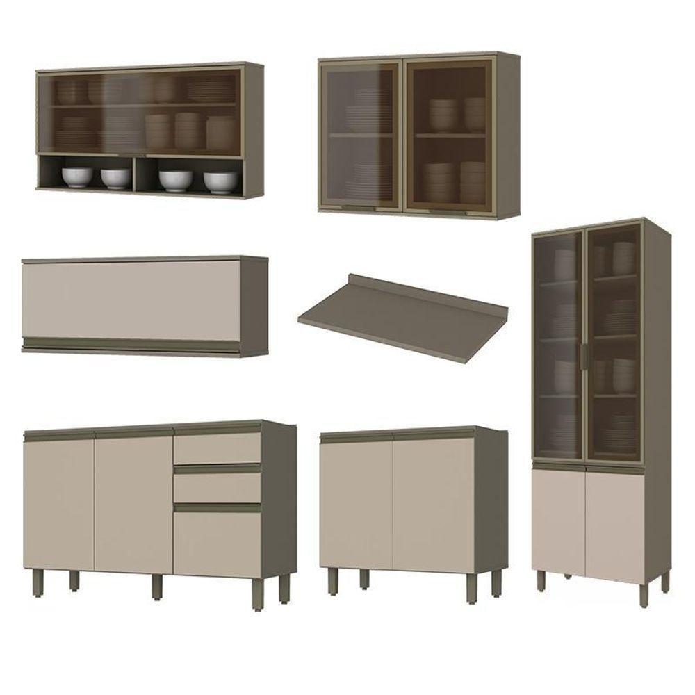 Cozinha Completa 6 Peças Connect Duna-cristal Com Cristaleira E Aéreo Vidro - Móveis Henn Duna-cristal - 3