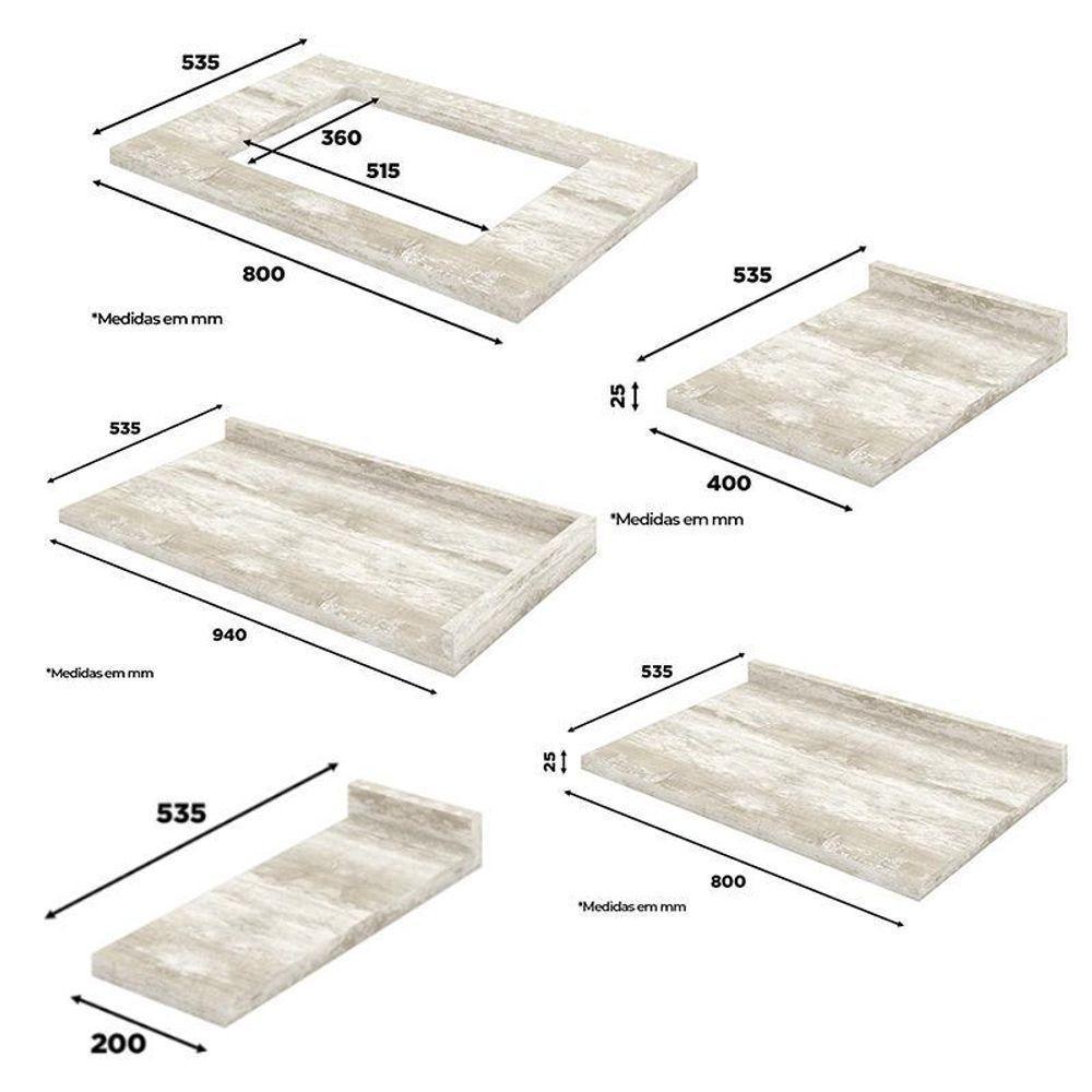 Cozinha Completa De Canto Americana 14 Peças Branco Com Cristaleira - Móveis Henn Branco - 6