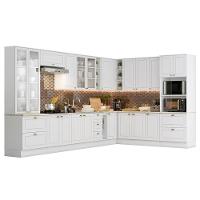 Cozinha Completa De Canto Americana 14 Peças Branco Com Cristaleira - Móveis Henn Branco - 1