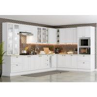 Cozinha Completa De Canto Americana 14 Peças Branco Com Cristaleira - Móveis Henn Branco - 2