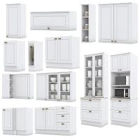 Cozinha Completa De Canto Americana 14 Peças Branco Com Cristaleira - Móveis Henn Branco - 3