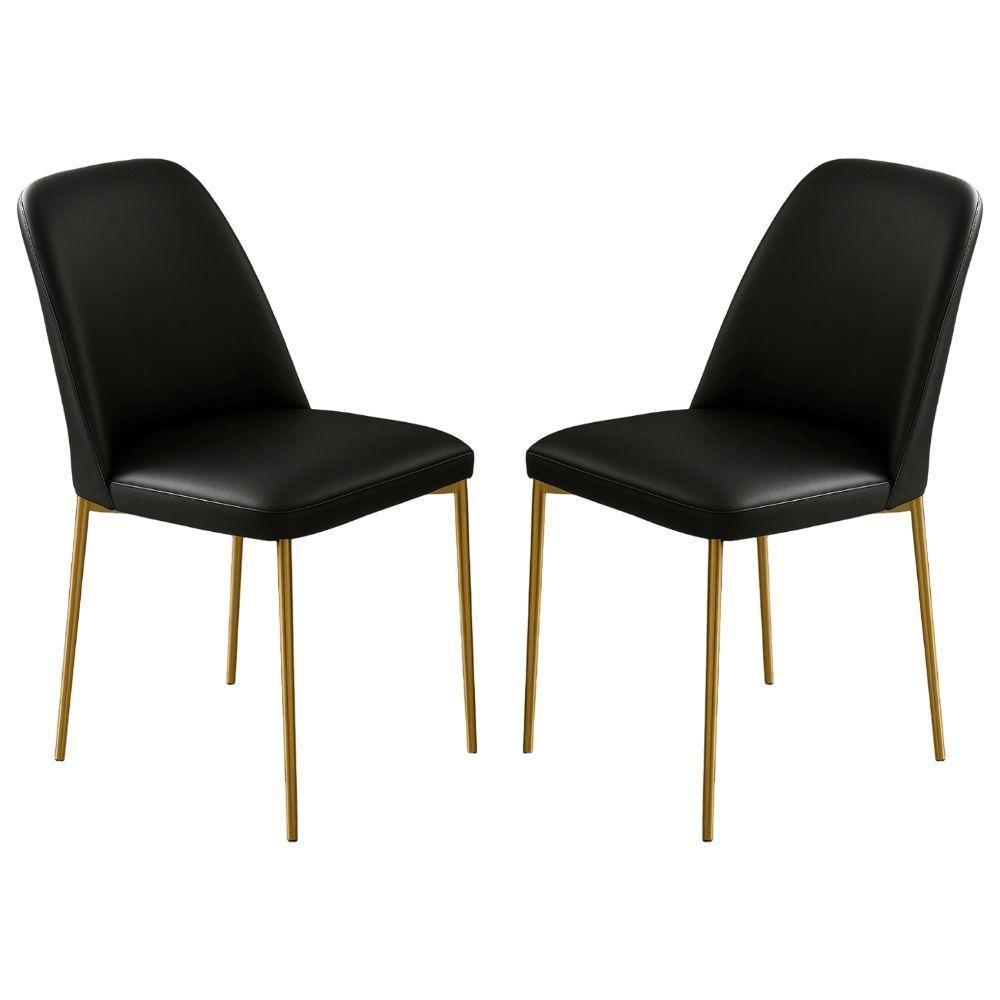Conjunto 2 Cadeiras Londres Couro Preto Metal Dourado - 1