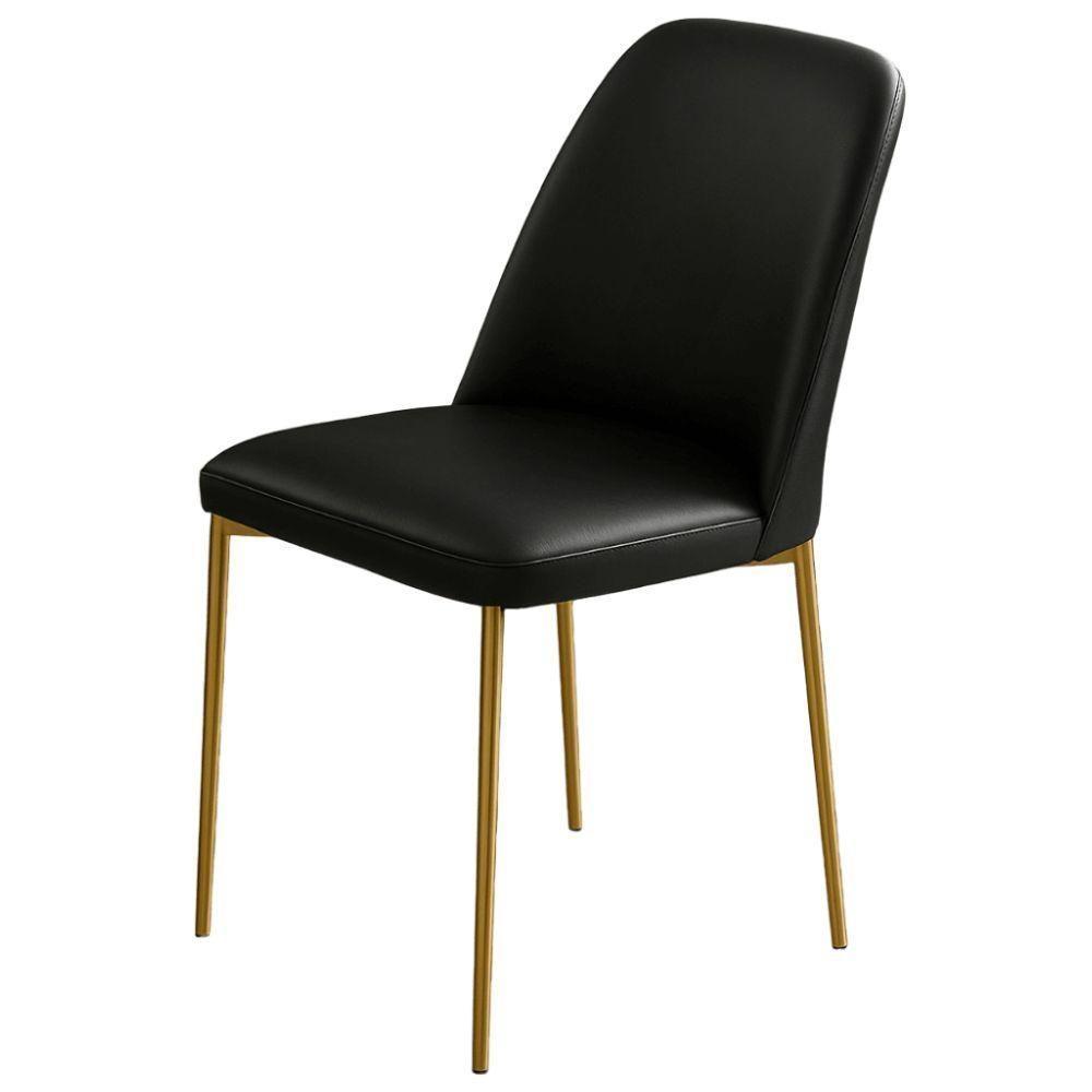 Conjunto 2 Cadeiras Londres Couro Preto Metal Dourado - 4