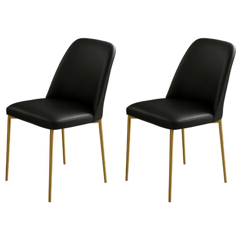 Conjunto 2 Cadeiras Londres Couro Preto Metal Dourado - 6