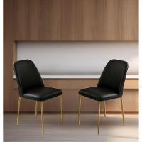 Conjunto 2 Cadeiras Londres Couro Preto Metal Dourado - 2