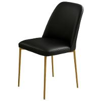 Conjunto 2 Cadeiras Londres Couro Preto Metal Dourado