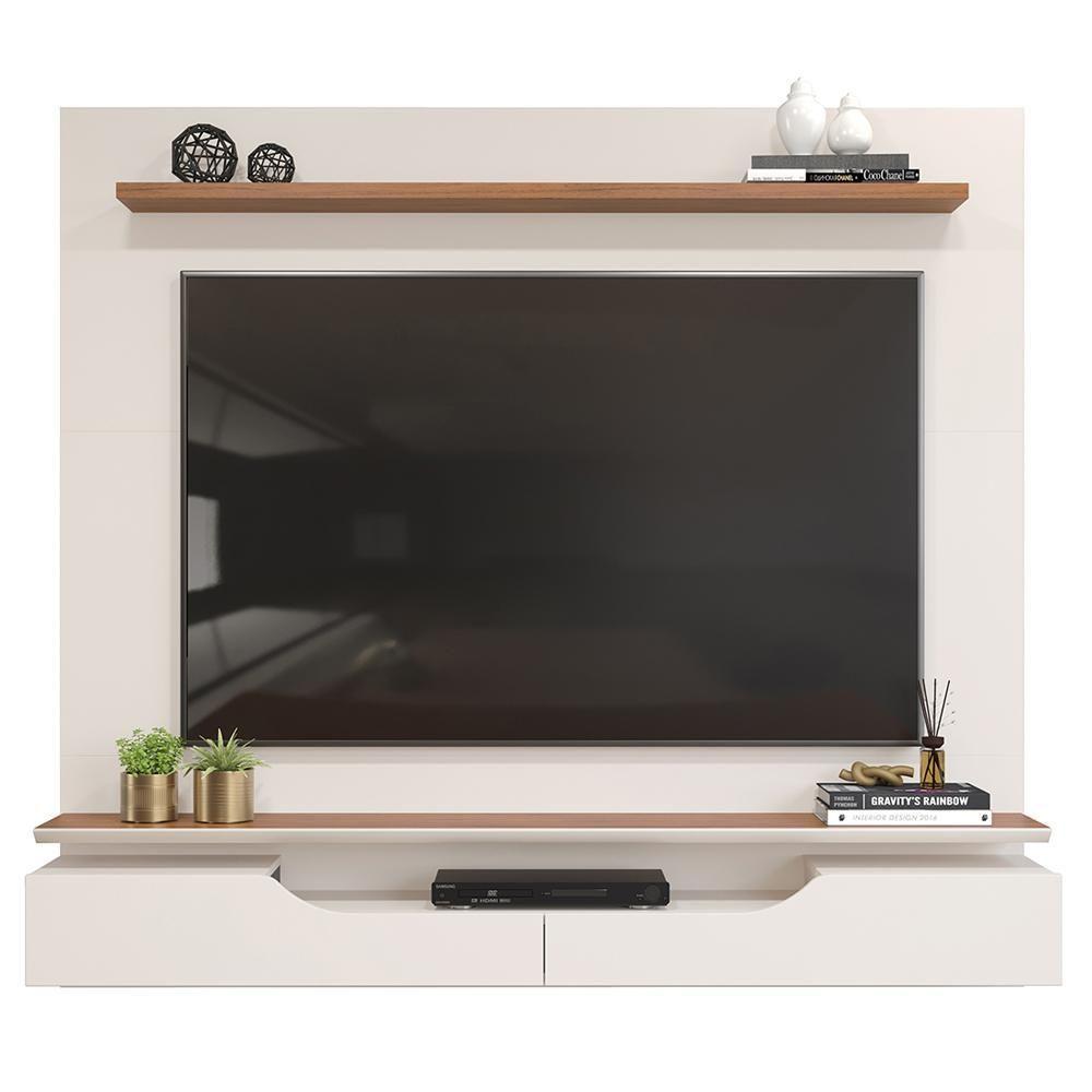 Painel Para Tv 60 Pol 2 Portas 160 Cm Levi Off White Freijo Dj Moveis Off White Freijo - 1