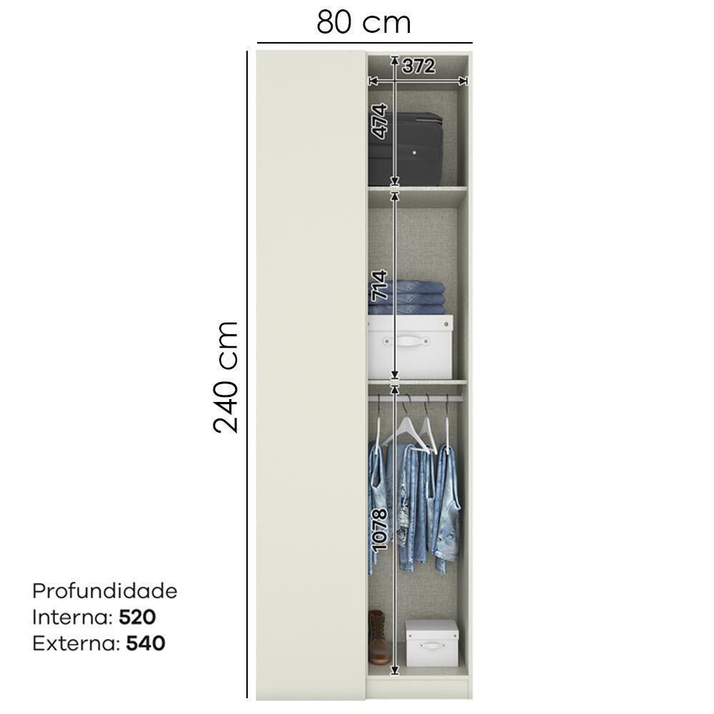 Canto Reto Modulado 1 Porta 241x80 Cm Seletto Areia Jequitiba Henn Areia Jequitiba - 3
