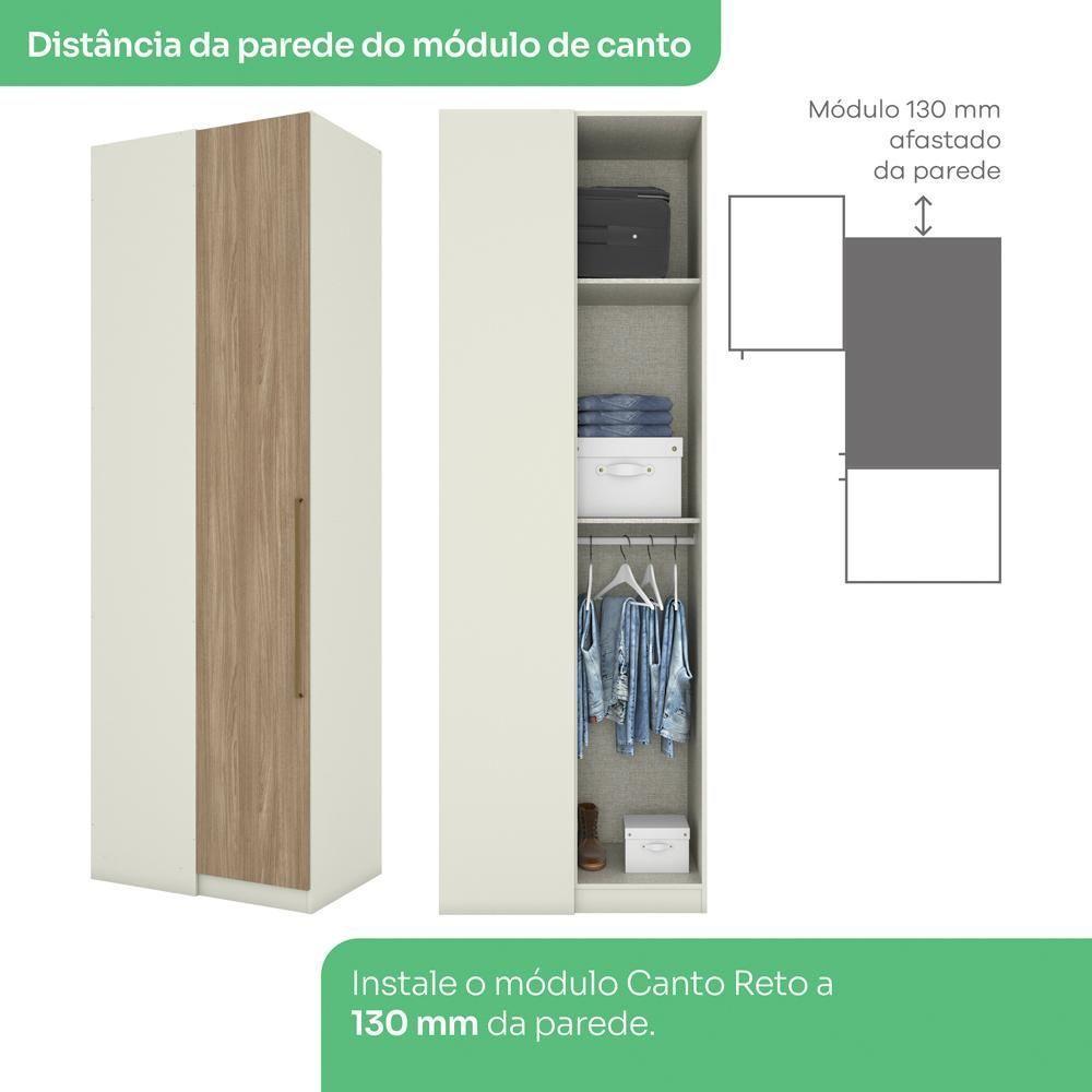 Canto Reto Modulado 1 Porta 241x80 Cm Seletto Areia Jequitiba Henn Areia Jequitiba - 6