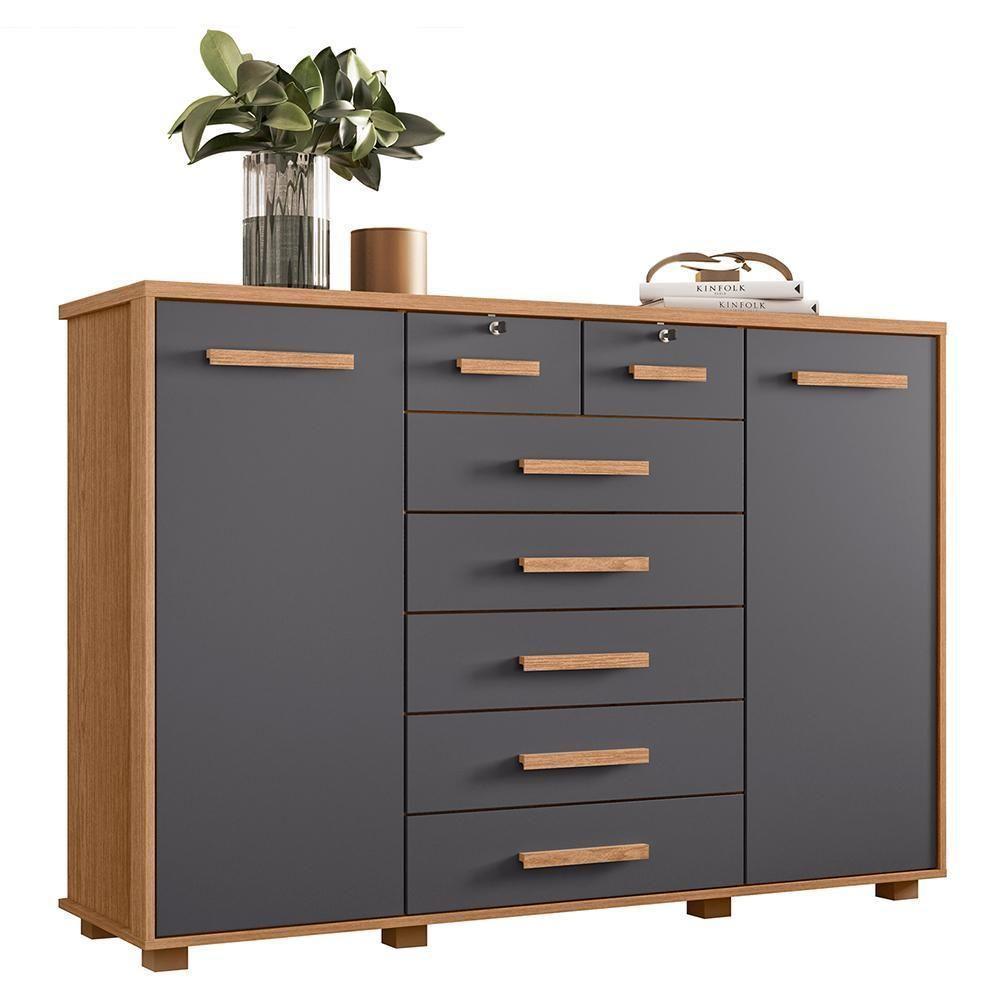 Cômoda Fontana 2 Portas E 7 Gavetas Freijó-titanium - Móveis Albatroz Freijó-titanium - 1