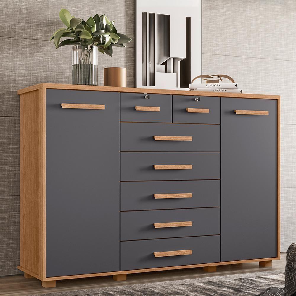 Cômoda Fontana 2 Portas E 7 Gavetas Freijó-titanium - Móveis Albatroz Freijó-titanium - 2