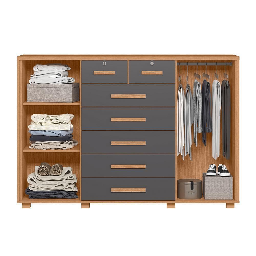 Cômoda Fontana 2 Portas E 7 Gavetas Freijó-titanium - Móveis Albatroz Freijó-titanium - 3