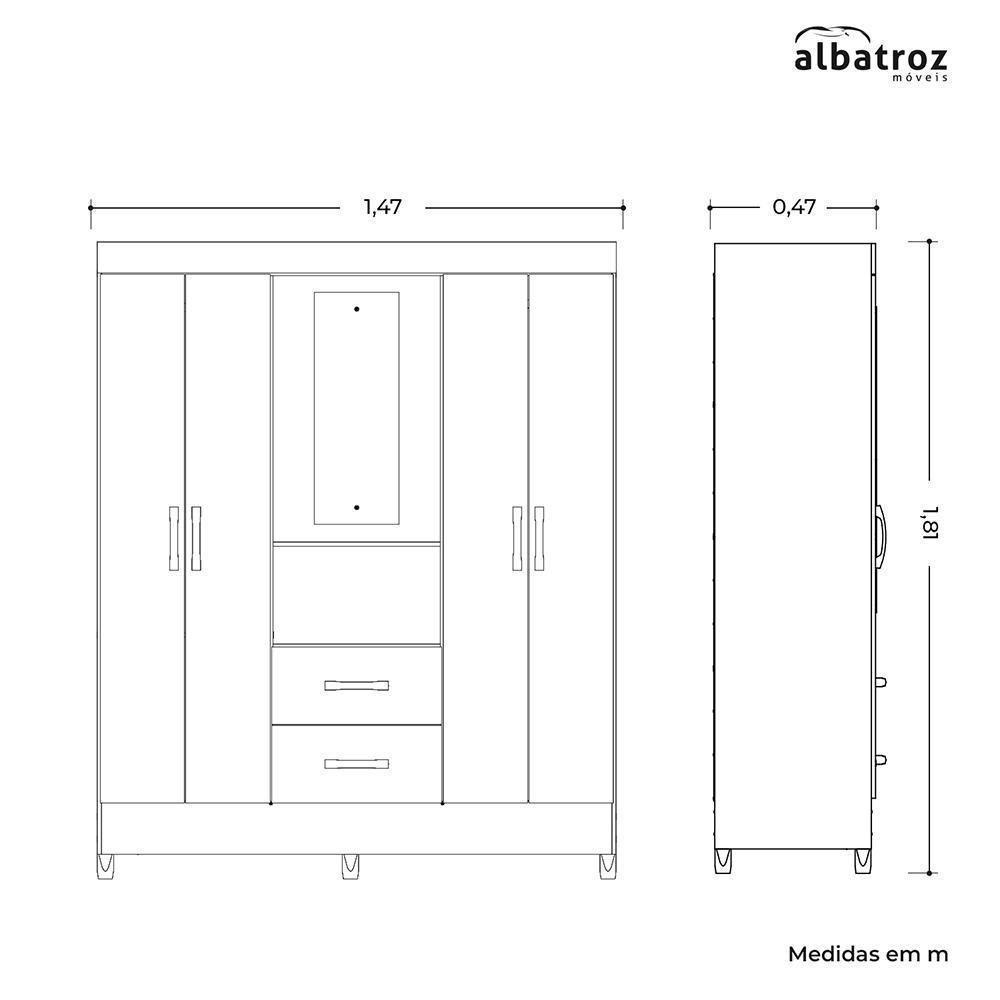 Guarda Roupa Capelinha Mobi 4 Portas Cinamomo-off White - Móveis Albatroz Cinamomo-off White - 4