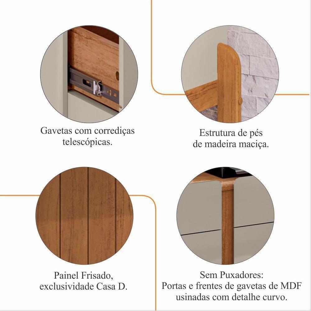 Aparador Cantinho Do Café Lizz 2 Portas E 2 Gavetas Off White-cedro - Casa D Off White-cedro - 4