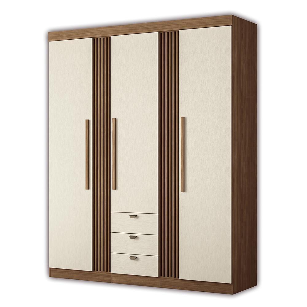 Guarda Roupa Aurora 3.3 Ripado 3 Portas E 3 Gavetas Jatobá-areia - Santos Andirá Jatobá-areia - 1