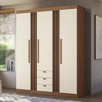 Guarda Roupa Aurora 3.3 Ripado 3 Portas E 3 Gavetas Jatobá-areia - Santos Andirá Jatobá-areia - 2