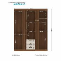 Guarda Roupa Aurora 3.3 Ripado 3 Portas E 3 Gavetas Jatobá-areia - Santos Andirá Jatobá-areia - 4
