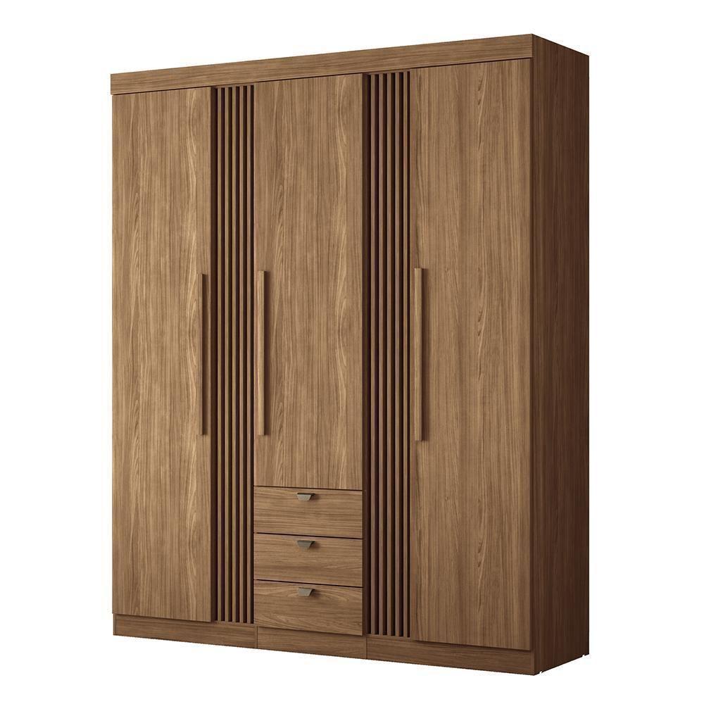 Guarda Roupa Aurora 3.3 Ripado 3 Portas E 3 Gavetas Jatobá - Santos Andirá Jatobá - 1
