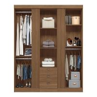 Guarda Roupa Aurora 3.3 Ripado 3 Portas E 3 Gavetas Jatobá - Santos Andirá Jatobá - 3