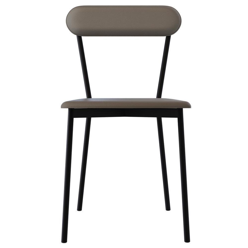 Kit 03 Cadeiras Estofada Para Sala De Jantar Liora Preto C01 Courino Cinza - Lyam Decor - 7