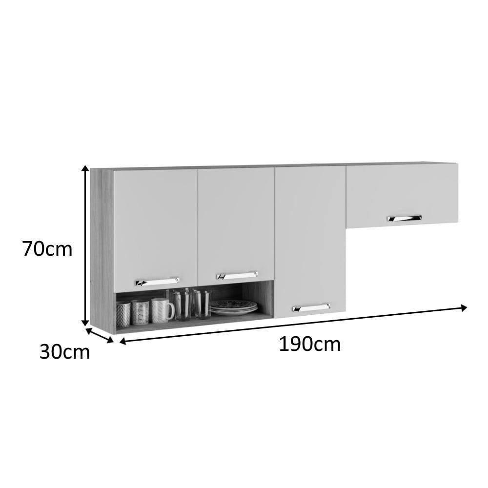 Armário Aéreo De Cozinha 3 Portas 1 Nicho Vegas - Itatiaia Cinamomo-off White - 2