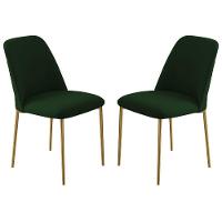 Conjunto 2 Cadeiras Londres Veludo Verde Escuro Metal Dourado - 1