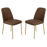 Conjunto 2 Cadeiras Londres Couro Marrom Metal Dourado - 1