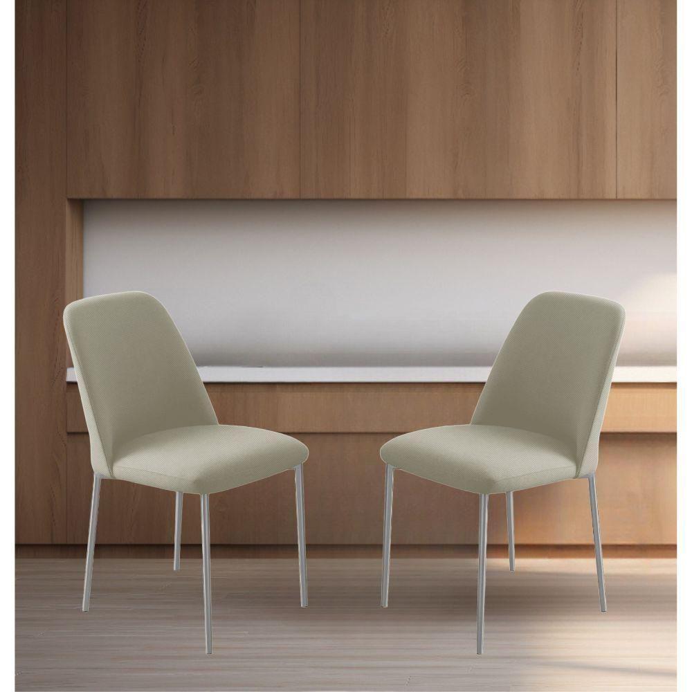 Conjunto 2 Cadeiras Londres Linho Off White Metal Champanhe - 2